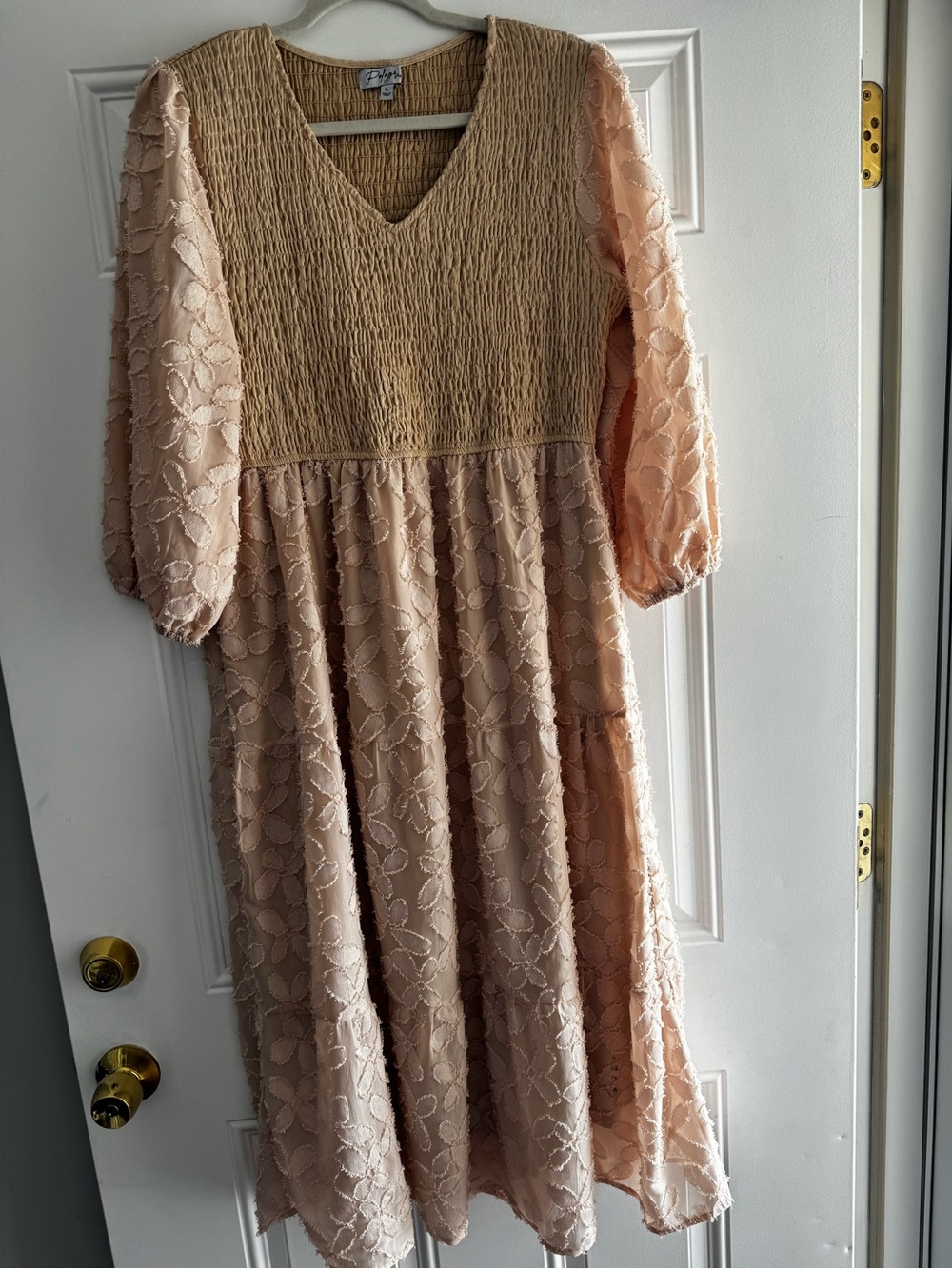 Polagram Smocked Top Dress in Camel